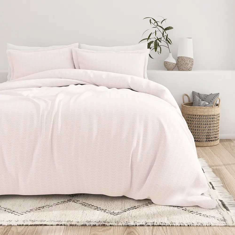 Pink Patterned 3-Piece Duvet Cover Set