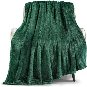 Extra Large Emerald Green Throw for Couch, Decorative Warm Blankets, Plush Fluffy Thick Sofa Throws for, 50x70 Inch
