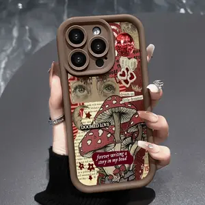 Phone Case for iPhone 17 Air 16 Pro Max 15 14 Plus 16E 13 12 Mini 11 Promax X XS XR xsmax Mushroom Pattern Drop Protection Shockproof Soft Silicone smartphone Cover