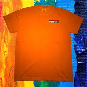 United Brand Orange T-Shirt Represents Healing Supporting the LGBTQ Community with Colorful "UNITED" Logo