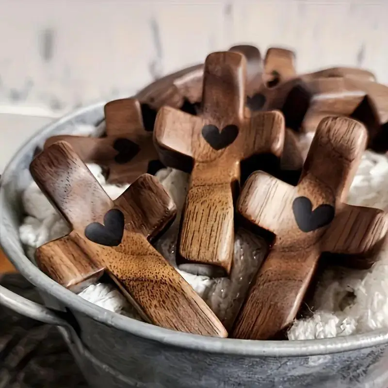 Wooden Cross Decoration, 6 Counts/set Multi-functional Spiritual Symbol, Suitable for Home and Office, Perfect Gift Idea Decorative Labeling