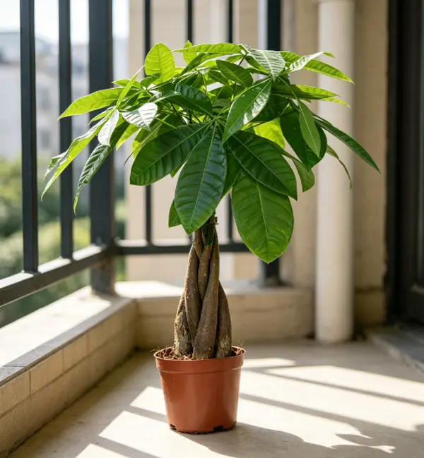 LZ01 / 4 Inch Potted Money Tree, Live Pachira Aquatica Houseplant with Hand Braided Stems & Lush Green Palmate Leaves, Easy-Grow Tropical Ornamental Plant for Home, Office Desktop & Modern Indoor Decoration