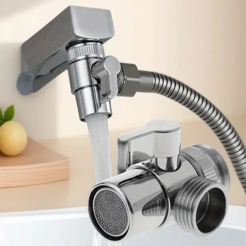 Faucet Diverter Valve with Aerator, 3-Way Diverter Valve for Hand Held Shower, Sink Faucet Splitter for Kitchen and Bathroom, Parts, Hardware, Faucet Attachment