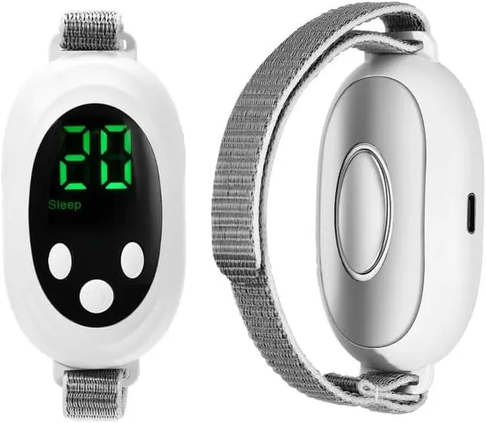 Wearable Sleep Aid Wristband - EMS Pulse + White Noise, Helps Fall Asleep Faster