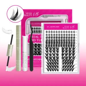 VEYESBEAUTY PixieFox Lashes Handcrafted Ultra-thin Extremely Fine Invisible Band FalseEyelash Wispy Faux Mink Lash Mixed Length DIY EyelashExtension for Self Makeup Cosmetic Application at Home