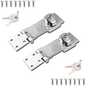 2 Packs Keyed Locks Twist Knob Locking Hasp for Small Doors, Cabinets and ,Stainless Steel Steel, Catch Latch Safety Lock with  (4inch, )