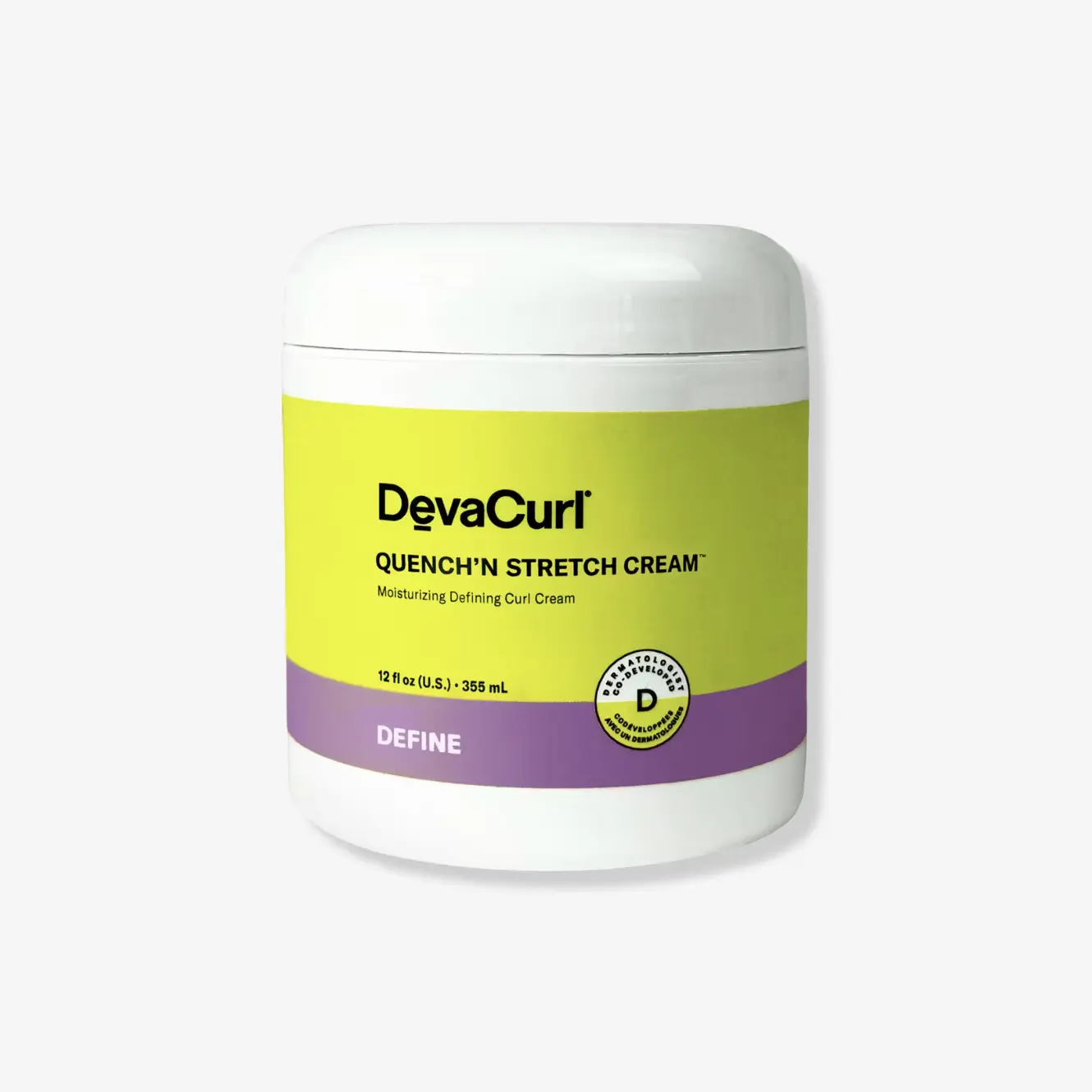 DevaCurl Quench'N Stretch Cream for Dry Curls & Coils, Moisturizing Curl Elongation Cream for Frizz Control, Soft Definition & Wash-and-Go Styling, 12 oz