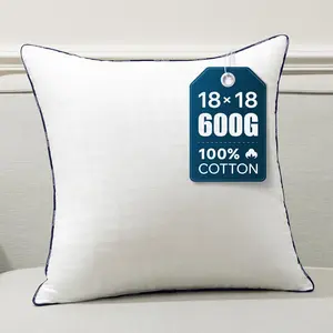 18x18 Pillow Insert - Throw Pillow Inserts with 100% Cotton Jacquard Cover, 18 Inch Square Form Throw Pillows for Bed and Couch, Pack of 1
