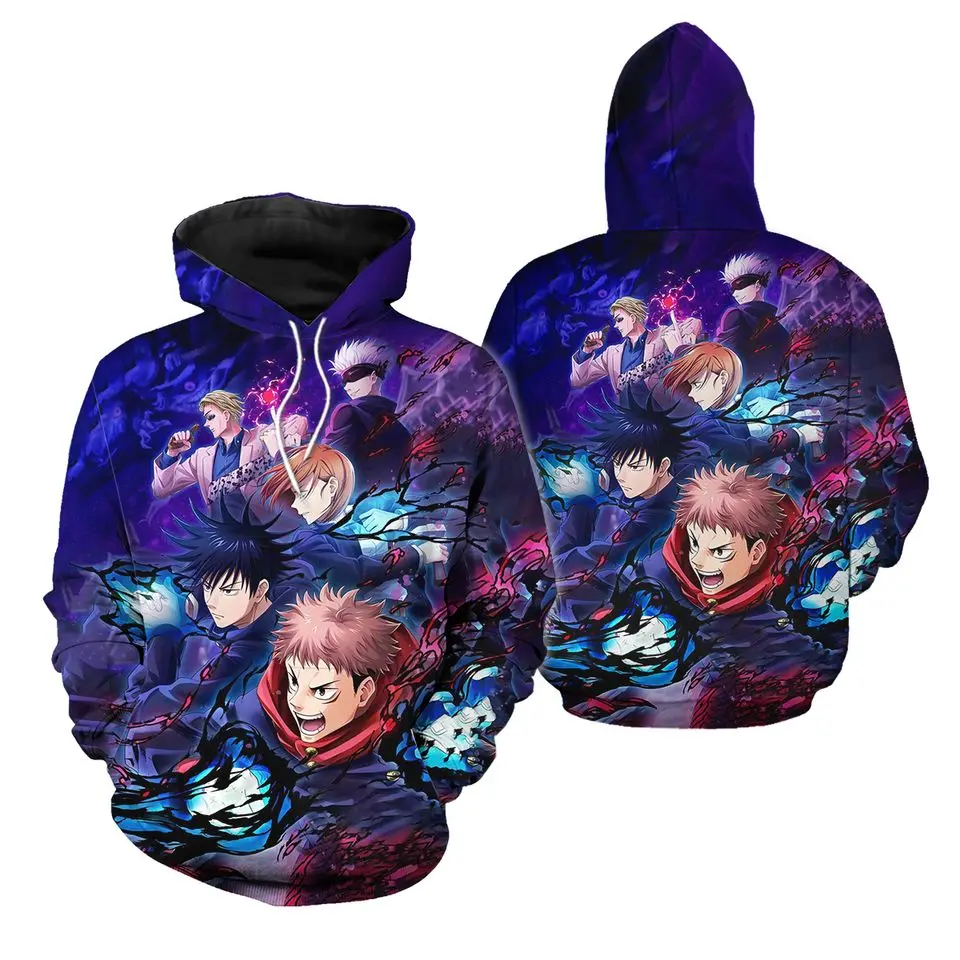 Anime Manga Jujutsu Satoru Pattern Men's Hoodie 3D Print Hooded Sweatshirt