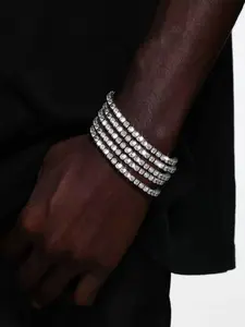 5 sparkling rhinestone elastic bracelets, men's nightclub party style bracelet, hip-hop street style bracelet