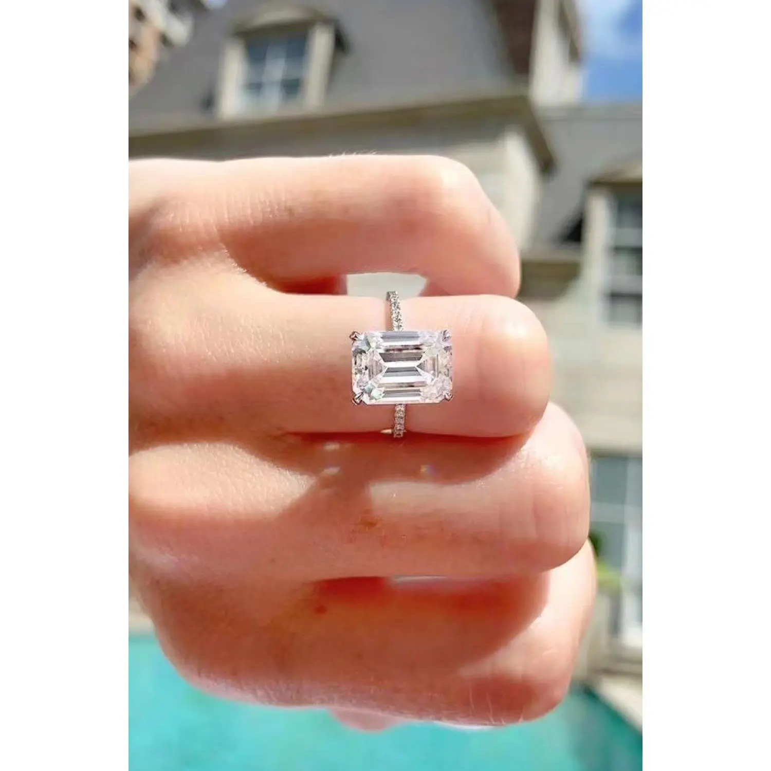 5 Carat Moissanite Side Stone Ring