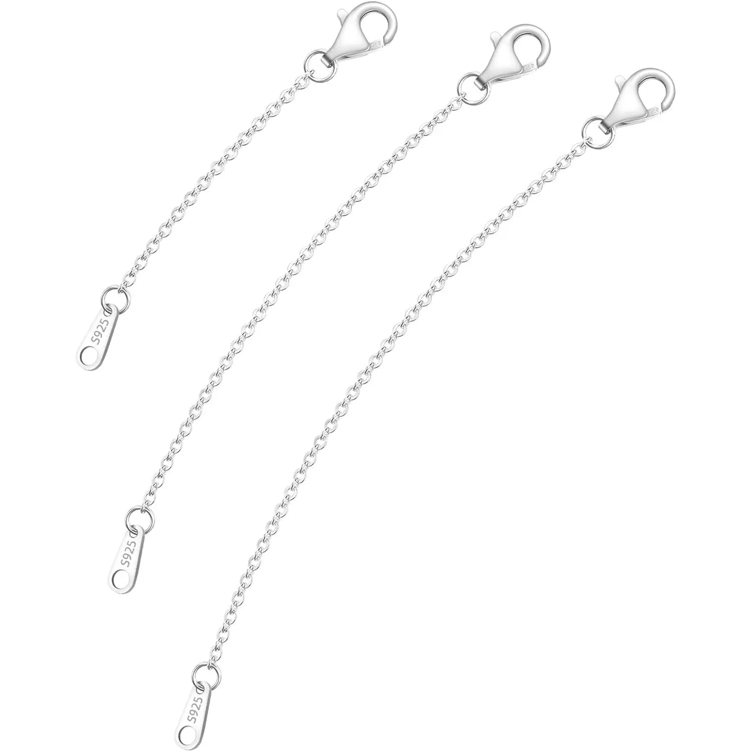 925 Sterling  Necklace Extender Sterling  Necklace Chain Extenders for Necklaces 2", 3", 4" Inches