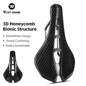 WEST BIKING 3D Printed Carbon Fiber Saddle Honeycomb Saddle Bicycle Parts Lightweight Road Mountain Bike Saddle