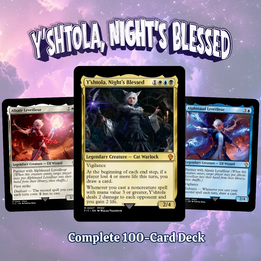 Proxy 100+ Card Commander Deck Y'shtola Night's Blessed Esper Spell Drain Poison Lifegain Combo Synergy Strategy Theme Ready to Play Magic Style Deck Perfect Gift for Collectors and Card Players