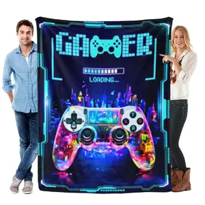 Video Game Controller & Console Flannel Blanket – Ultra-Soft, Multi-Size, Cozy for AC Room, Couch & Bed – Great Gift for Gamers