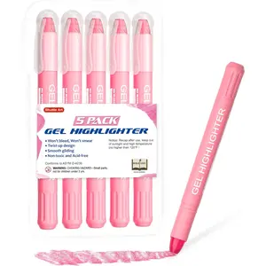 Shuttle Art 5 Pack Pink Gel Highlighters,Bible Highlighters,No Bleed Through, Bible Journaling Supplies,Great for Journaling, Highlighting and Studying