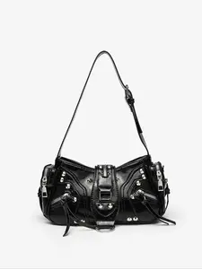 New Vintage Y2K Sweet Cool Style Shoulder Bag, High-End Rivet Motorcycle Bag, Versatile Commuter Crossbody Handbag, Elegant Commuter Bag for Women, Fashionable Shoulder Bag, Trendy Commuting Bag, Cross Body Bags