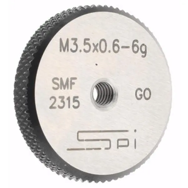 SPI Threaded Ring Gage - M3.5 x 0.60 Metric Thread, Class 6G Go, Oil Hardened Non-Shrinking Steel (OHNS), NPL Traceability Certified, No All Seasons Default, 34-467-1