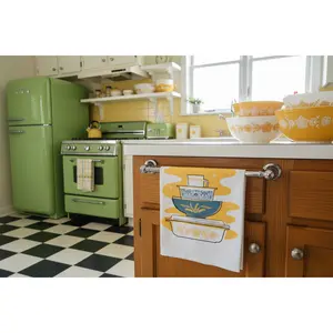 Pyrex Butterfly Gold Tea Towel — Vintage Bowl Stack Print