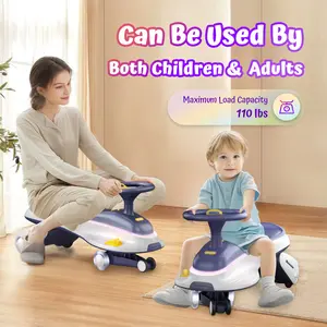 BabyBond Electric Wiggle Car with Pedal, 2 in 1 Swing Car, LED Flashing Wheels & Anti - Rollover, Ride On Toy for Baby Gift