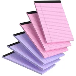 Legal Pads 5x8 College Ruled Notebooks 6 Pack, Durable Backwriting Paper, Holiday Gift, University Standard Line Spacing, Stationery Office Supplies
