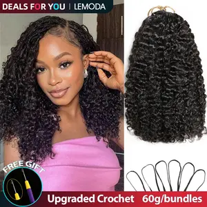 【DEALS FOR YOU]Lemoda Burmese Curly Crochet Human Hair Knotless Pre-Separated Feather Crochet Human Hair for Women, Lightweight Reusable Natural Black Color 60g summerwins