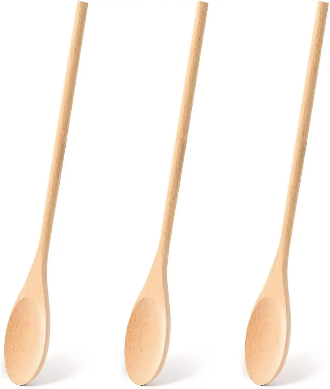 3PCS Lightweight Wooden Cooking Spoons Set - 12in Long Handle, Natural Sustainable Forest Wood, Top-Quality Crafted Kitchen Utensils, Kitchen Tools and Gadgets, Cooking Tools, Ideal for Personalized Gifts