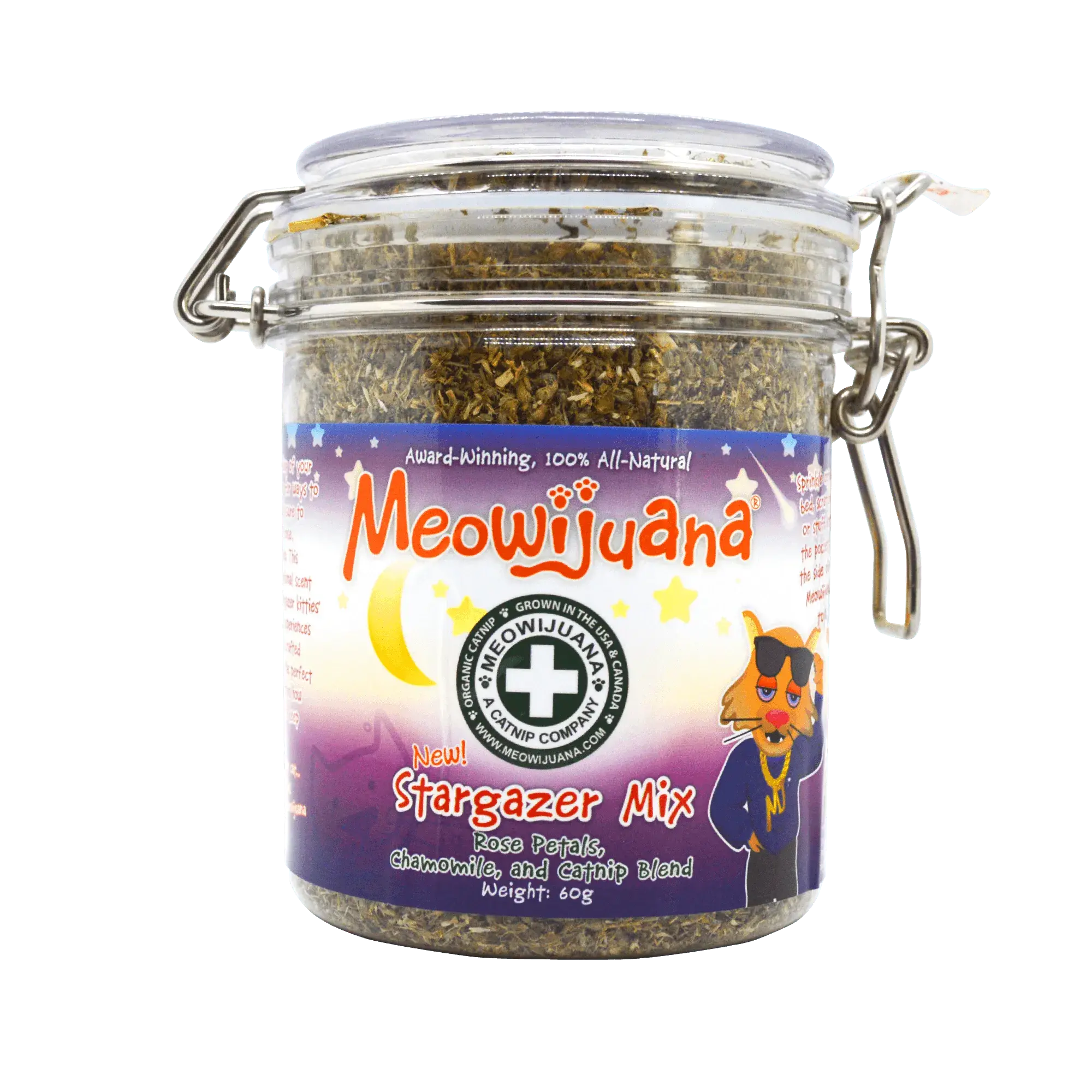 Jar of Stargazer Mix - Catnip, Rose Petals & Chamomile Blend