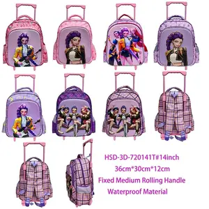 Kpop Gaming Diva Aesthetic Rolling Backpack 14 inch Waterproof