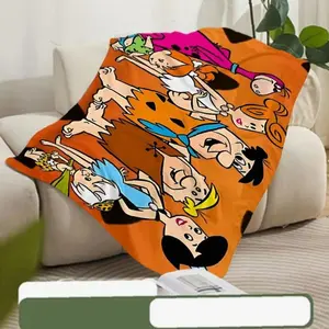 Classic Cartoon Anime Blanket Printed Blanket Picnic Blanket Cartoon Flintstone Warm Blanket Soft and Comfortable Home Travel Birthday Gift Applies to Super soft  decorative sofa/sofa/bedroom - Fast Processing