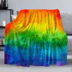 Rainbow Tie Dye Throw Blanket - Lightweight Classic Colorful Tie Dye Flannel Throw - Soft Comfy Plush Blanket for Sofa, Office, Traveling, Camping, Home