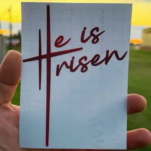 He Is Risen | Christian Car & Truck Decal | Faith Gift for Her or Him | Easter Sticker | Religious Vinyl for Home, Auto, or Bible Journaling Stickers for cars - Multiple Colors - Sizes