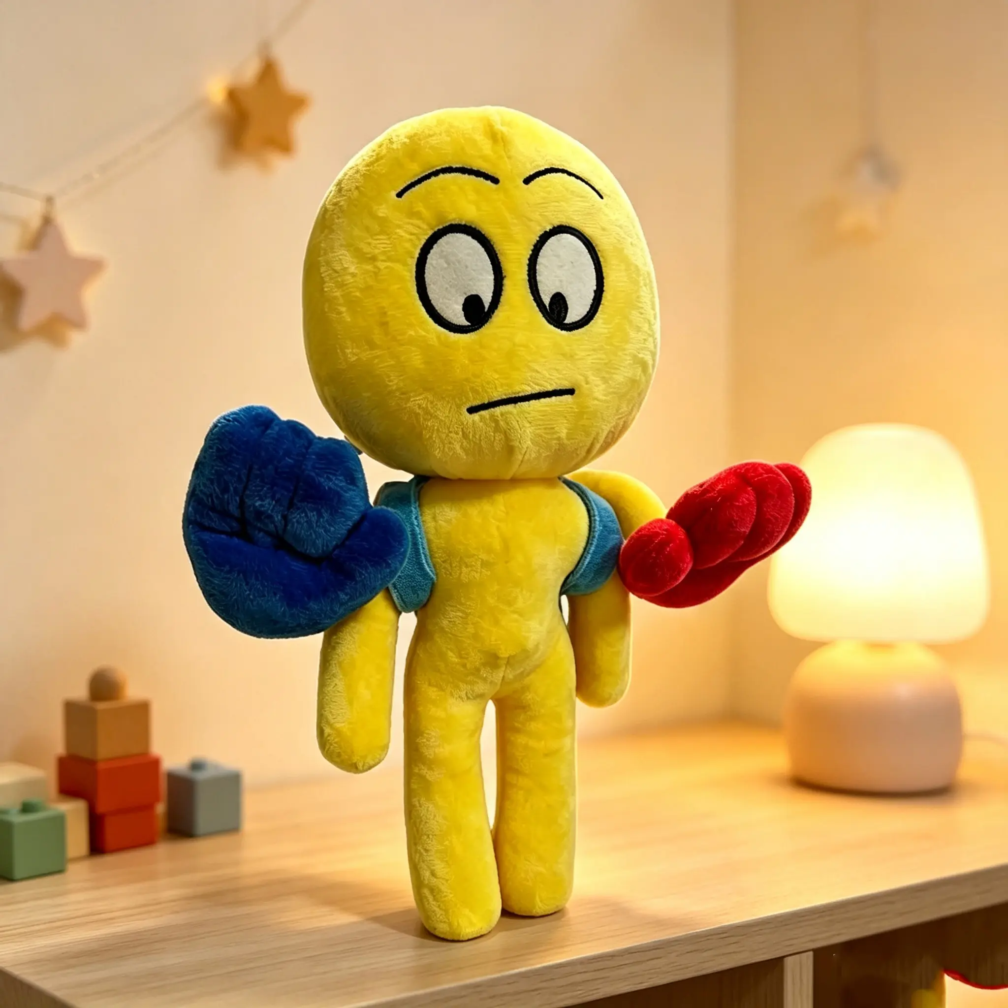 Poppy Playtime The Player Plush Toy, Yellow GrabPack Stuffed Doll with Red & Blue Hands, Soft Game Character Plush Gift for Kids & Fans