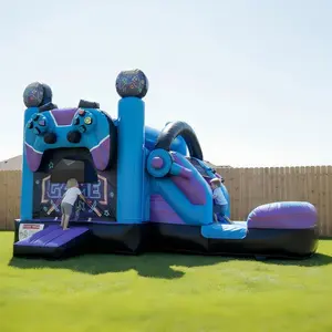 18FT x 12FT Outdoor Inflatable Bounce House & Water Slide Combo, 2-in-1 Wet-Dry Backyard Bouncer for Kids Outdoor Play, with Blower, Safety Mesh for Playdate & Party Fun