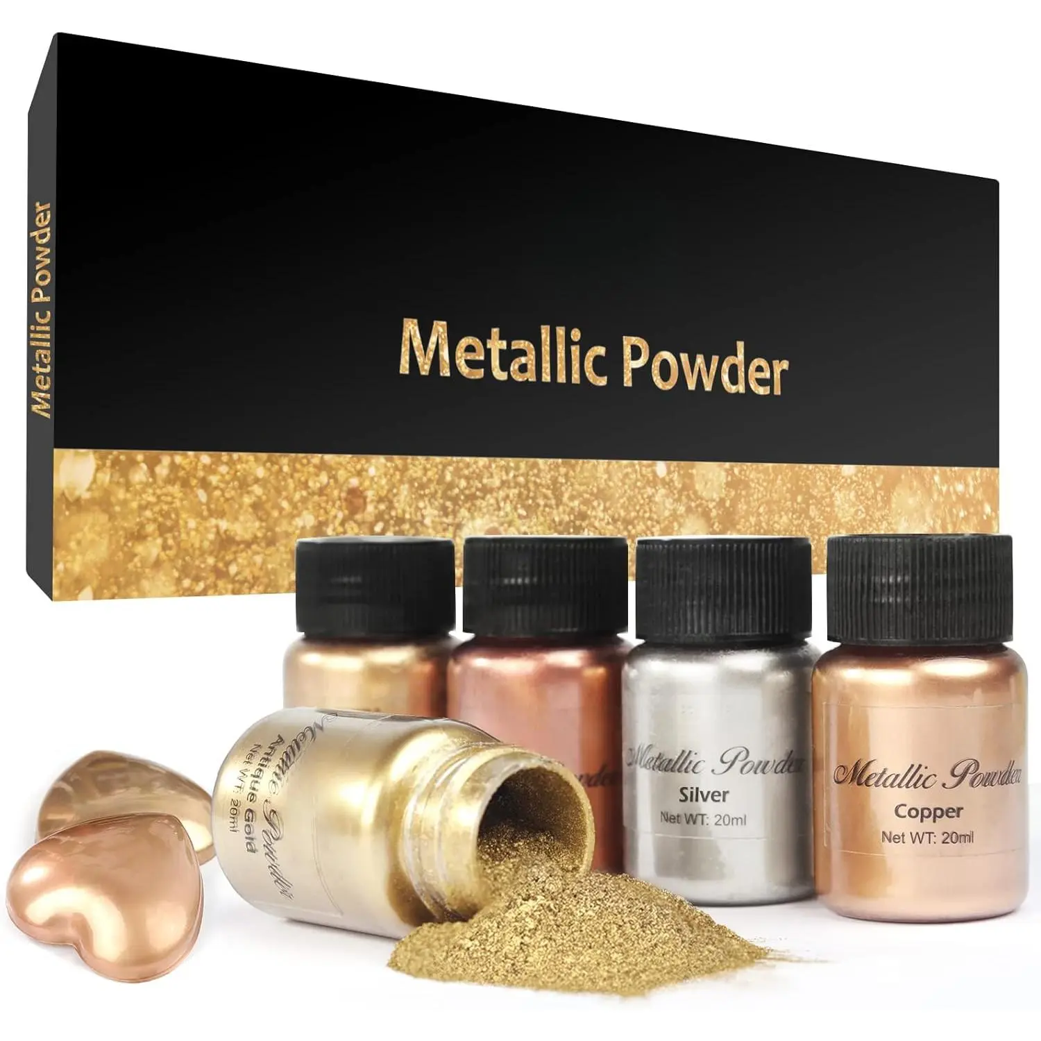 Metallic Pigment Powder, 5 Colors Fine Resin Pigment Powder, Each Bottle 20ml Resin Color Pigment for Epoxy Resin Coloring, Polymer Clay and Other Crafts