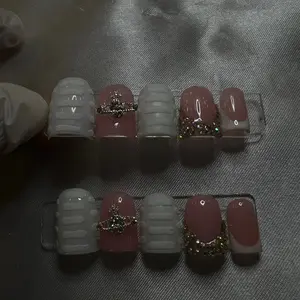 10pc Handmade short square tapered press on nails reusable size(Short)(reusable) Gel Nail Polish