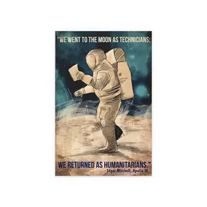NASA Edgar Mitchell We Went To The Moon As Technicians Famous Space Art Quote - Inspirational Astronaut Art, Perfect for Home Decor, Gift for Space Lovers, Lunar Celebration, Motivational Wall