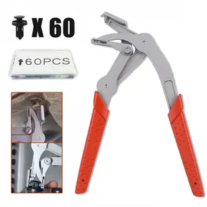 New Auto Fastener Clip Removal Pliers - Heavy-Duty MetalQuick-Release Tool, Non-Destructive Removal Tool forFasteners and Clips, Automotive Repair Specialized Tool,Essential Outdoor Emergency Tool Hardware Comes with 60pcs retainer clips.