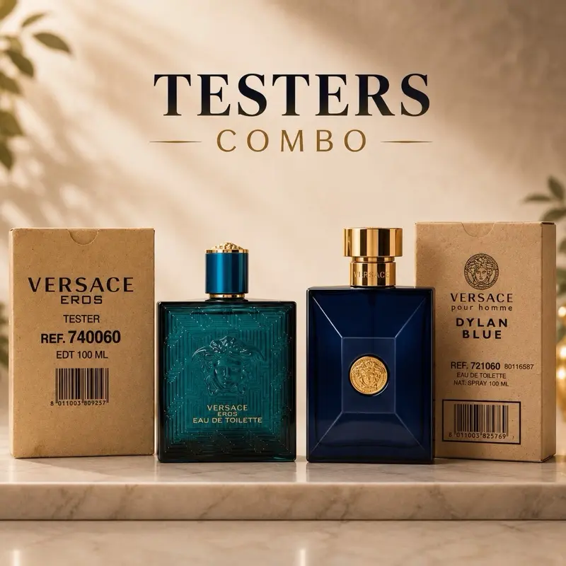 Versace Eros + Versace Dylan Blue Tester Combo EDT 100 ML Spray