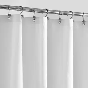 Waterproof Fabric Shower Curtain Liner with 3 Magnets Soft Hotel Quality Cloth Shower Liner Light Weight & Machine Washable Standard Size 72x72 White Fitting