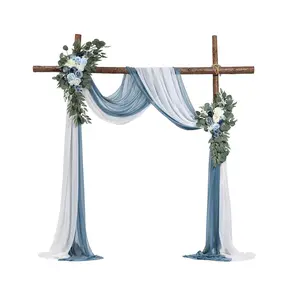 【Summervibes】VEVOR Artificial Wedding Arch Flowers Kit,  , Blue Wedding Arch Flowers with Drapes Kit (Pack of 4) - 2 Pcs Floral Arrangement, 2 Pcs Sheer Drapes, for Ceremony Bouquets Reception Backdrop Decoration