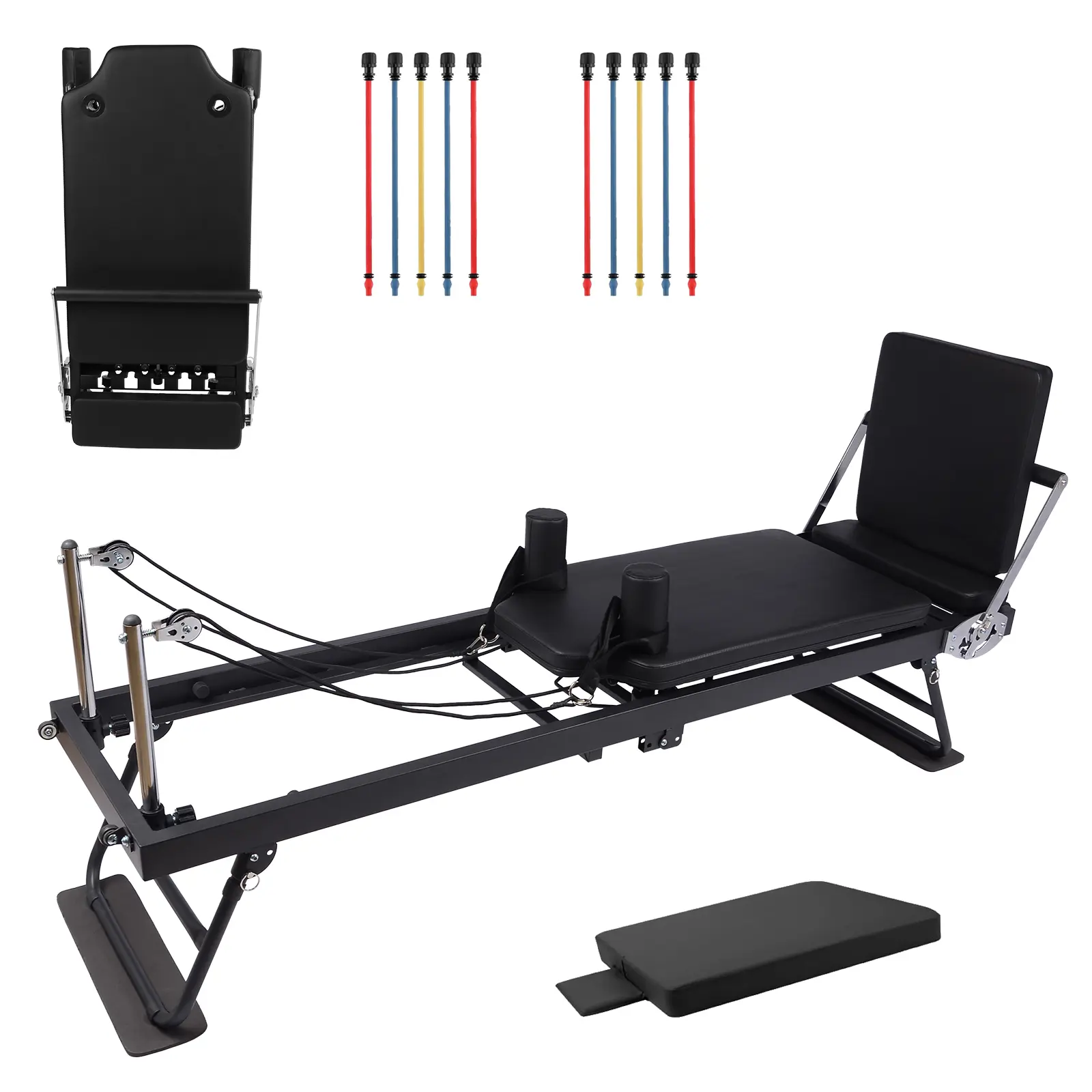 Foldable Pilates Reformer Machine for Home Use,Pilates Bed with Adjustable Springs, Compact Reformer for Studio Apartment & Gym, Ideal for Beginners to Advanced