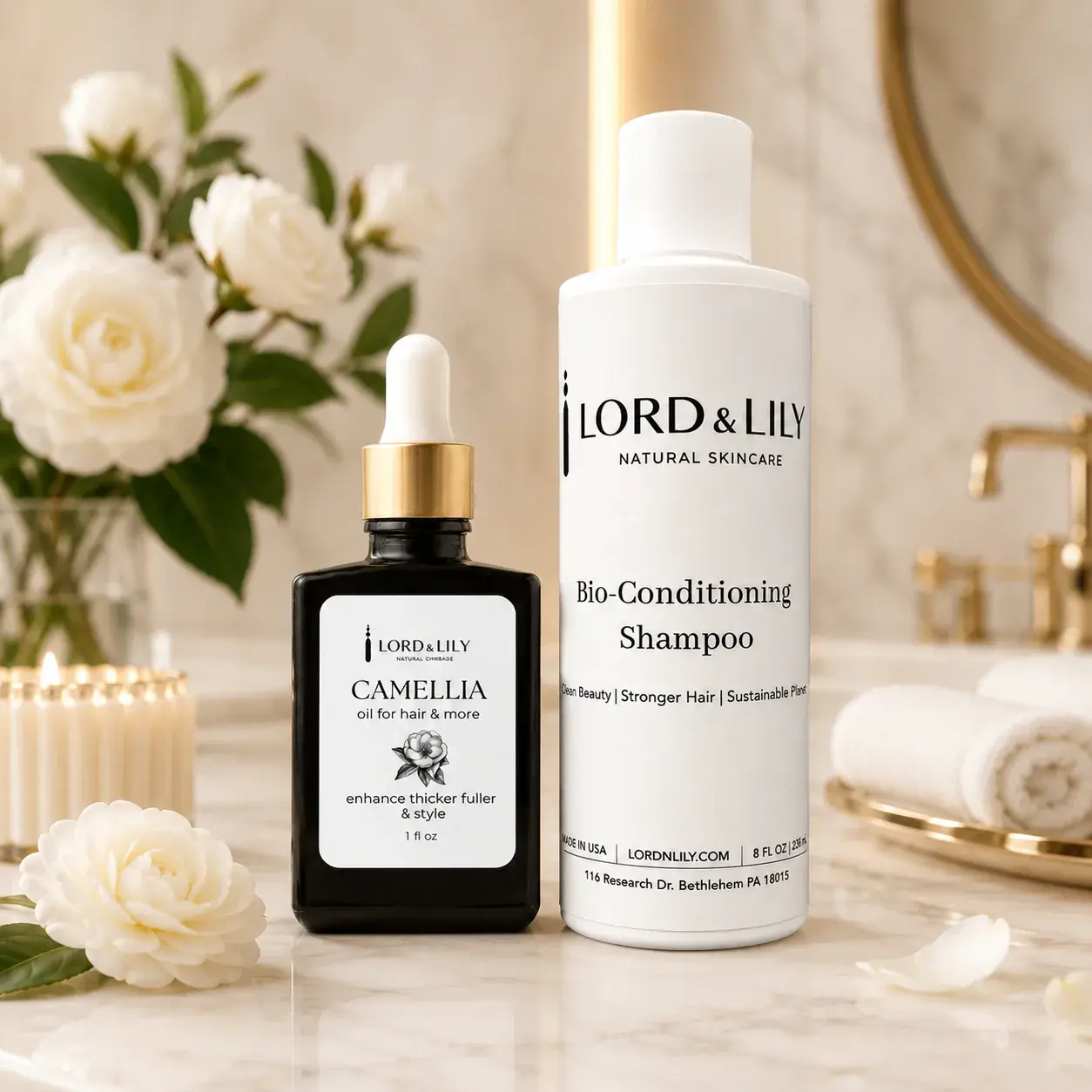 Natural Botanical Haircare Bundle - Restorative Cleansing Shampoo with Peppermint, Clary Sage, Amino Acid + Camellia Oil Conditioner Set for Hair Restore