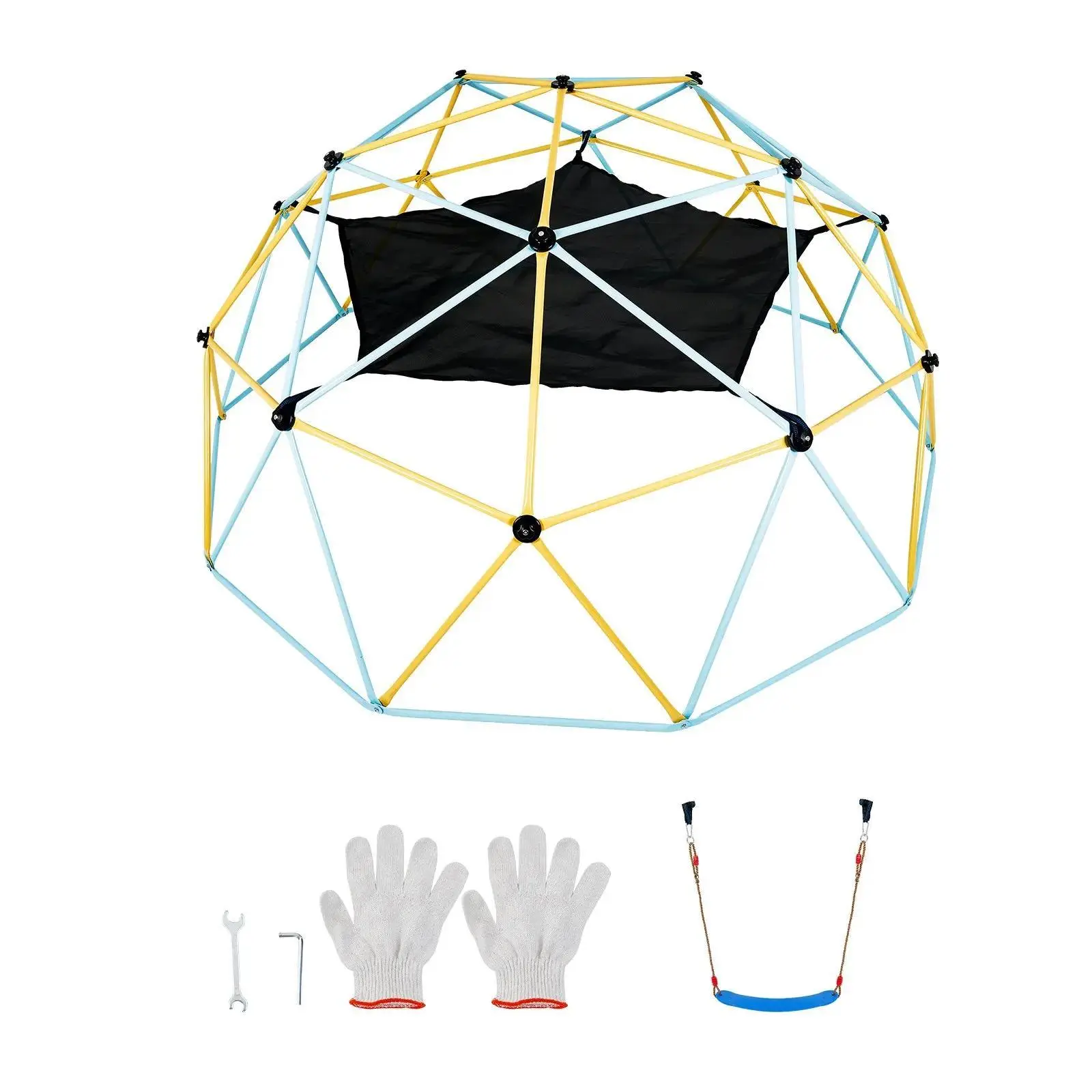 VEVOR Climbing Dome, Jungle Gym Supports 600LBS and Easy Assembly, 6FT Geometric Dome Climber Play Center for Kids 3 to 9 Years Old, with Climbing Grip, Outdoor and Indoor Play Equipment for Kids