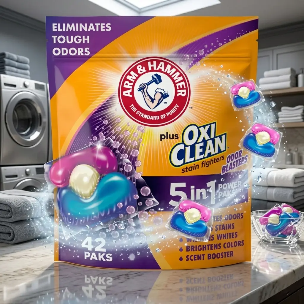 5-IN-1 Laundry Detergent Power Paks with OxiClean & Odor Blasters, 42 Count