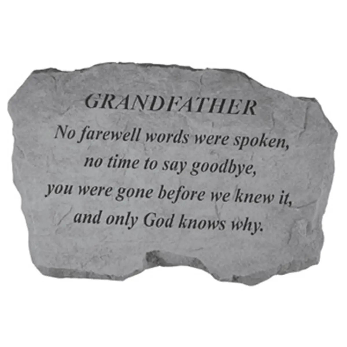 212 MAIN Engraved Cast Stone Memorial Wall Mount - "Grandfather-No Farewell Words Were Spoken" Family Tribute Gift, 16x10.5x1.5in Rough Texture Weatherproof Outdoor Decor, Garden Statues & Sculptures