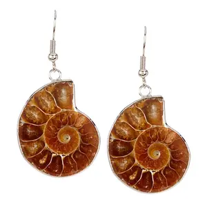 Natural Ammonite Fossil Drop Earrings