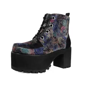 Floral Velvet Nosebleed Boot