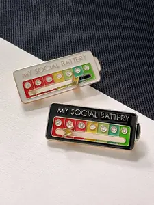 Fun Social Energy Mood Alloy Brooch Pin Clip, Sliding Pointer Seven-Step Emotion Display, Neutral Design Daily Wear Fashion Accessory Men Accessories Gift