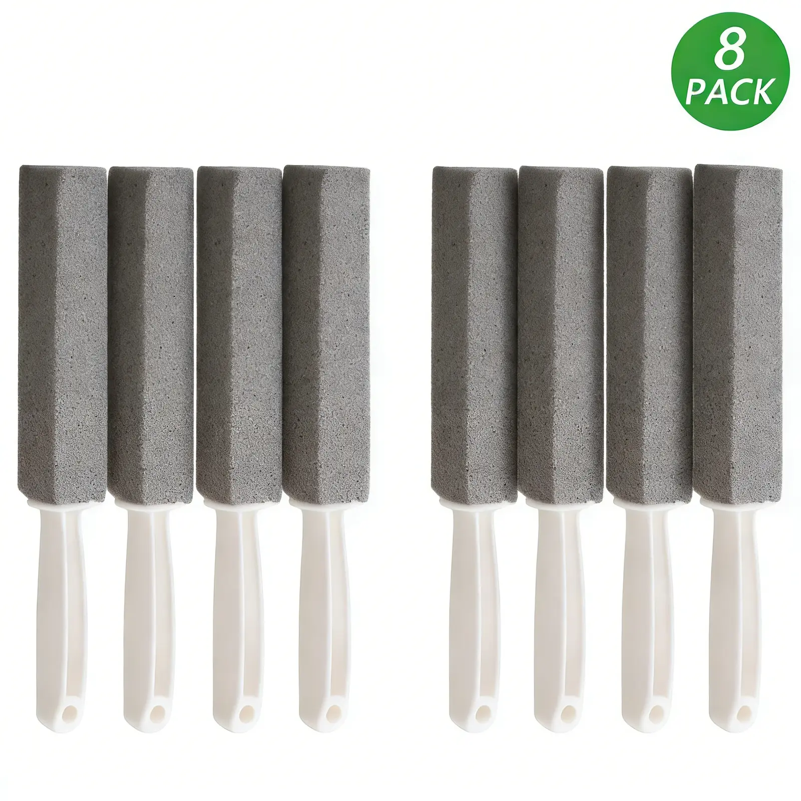 8PCS Natural Pumice Stone Cleaning Blocks with Plastic Handle - BBQ Tools, Barbecue Accessories, Kitchen Accessory, Stain Remover, Hard Water & Limescale Lift, Grime Control, Porcelain-Safe, Natural Stone, Hands Stain-Free